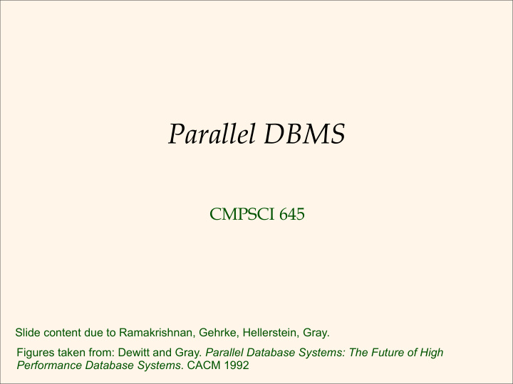 parallel dbms
