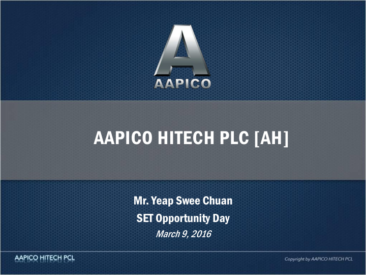aapico hitech plc ah