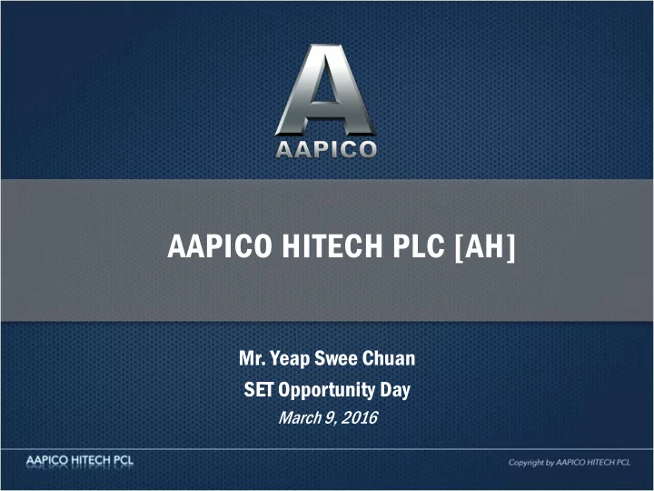 aapico hitech plc ah