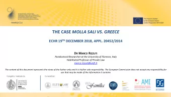 THE CASE MOLLA SALI VS. GREECE ECHR 19 TH DECEMBER 2018, APPL. 20452/2014 D R M ARCO R IZZUTI