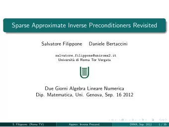 Sparse Approximate Inverse Preconditioners Revisited  Salvatore Filippone  Daniele Bertaccini