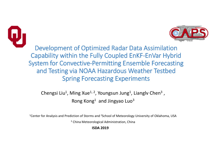 development of optimized radar data assimilation