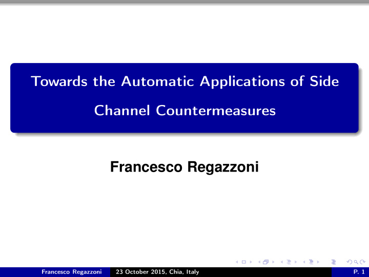 towards the automatic applications of side channel