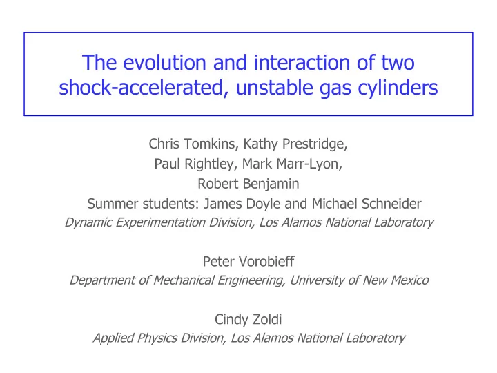 the evolution and interaction of two shock accelerated