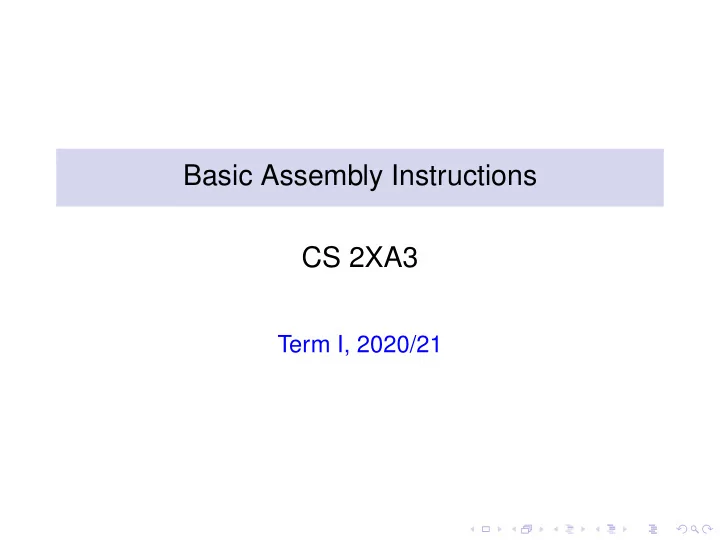 basic assembly instructions cs 2xa3