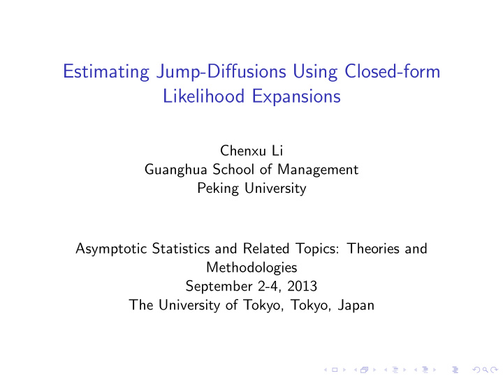 estimating jump diffusions using closed form likelihood