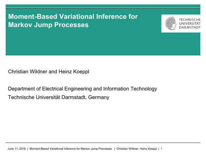 moment based variational inference for markov jump