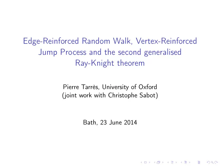 edge reinforced random walk vertex reinforced jump
