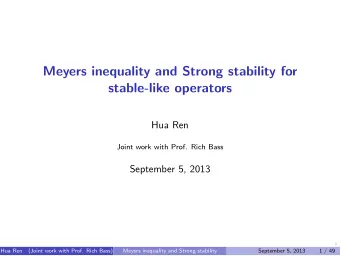 Meyers inequality and Strong stability for  stable-like operators  Hua Ren  Joint work with Prof.