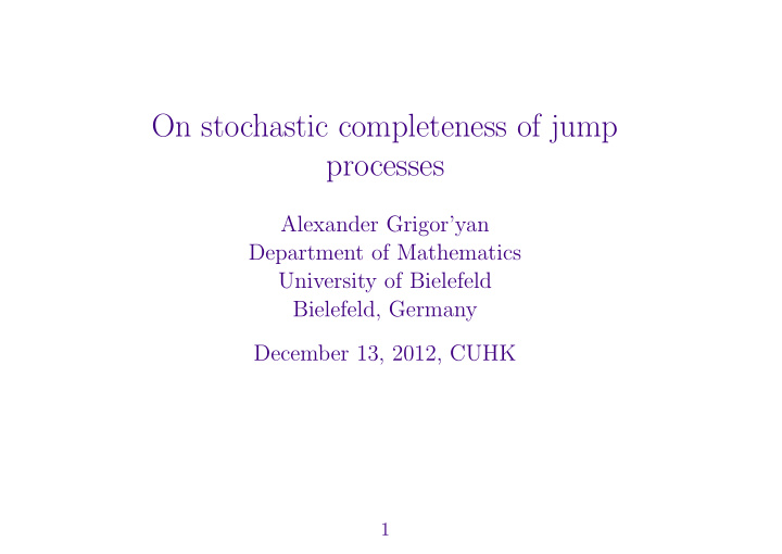 on stochastic completeness of jump processes