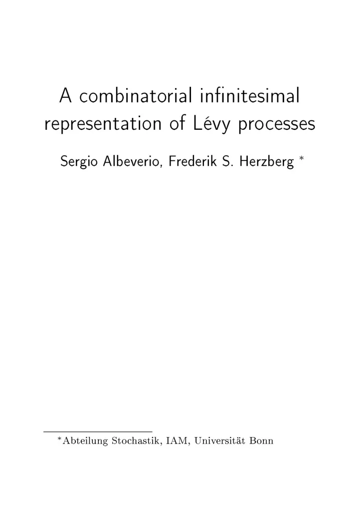 a combinatorial in nitesimal representation of l vy