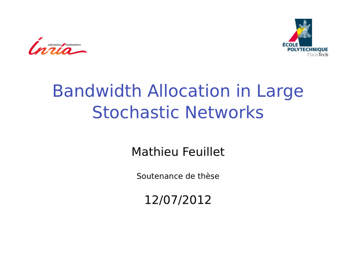 bandwidth allocation in large stochastic networks