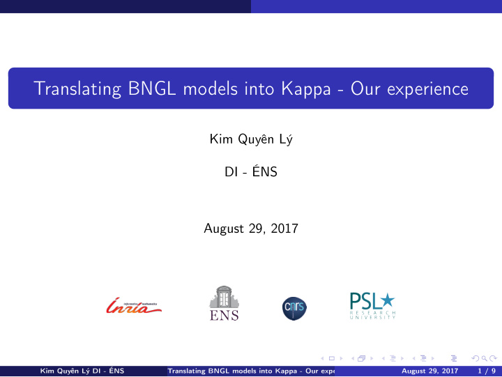 translating bngl models into kappa our experience