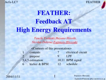 FEATHER:  Feedback AT  High Energy Requirements  Tauchi Toshiaki,Hayano Hitoshi,  Nicolas
