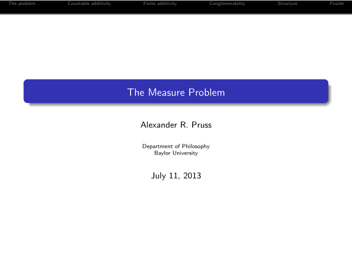 the measure problem