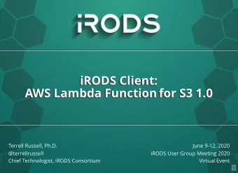 iRODS Client:  iRODS Client: AWS Lambda Function for S3 1.0 AWS Lambda Function for S3 1.0  Terrell
