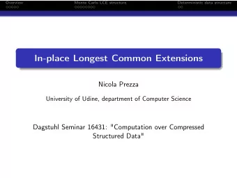 In-place Longest Common Extensions  Nicola Prezza  University of Udine, department of Computer