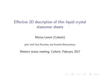 Effective 2D description of thin liquid crystal  elastomer sheets  Marius Lemm (Caltech)  joint