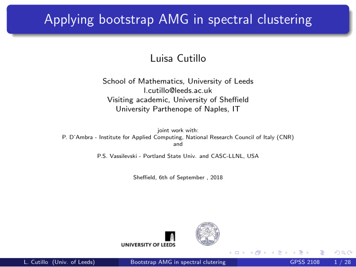 applying bootstrap amg in spectral clustering