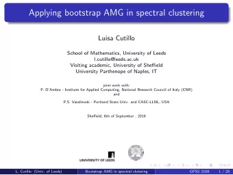 Applying bootstrap AMG in spectral clustering  Luisa Cutillo  School of Mathematics, University of