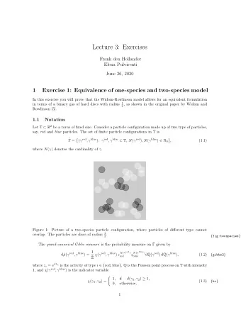Lecture 3: Exercises  Frank den Hollander  Elena Pulvirenti  June 26, 2020  1  Exercise 1: