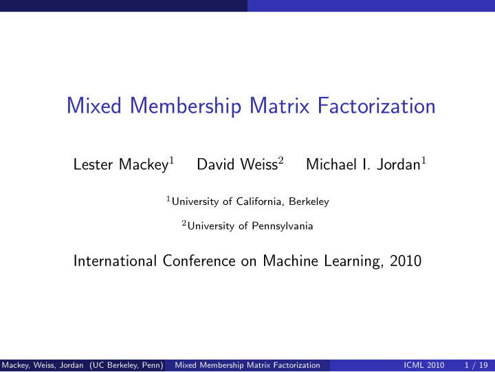 mixed membership matrix factorization