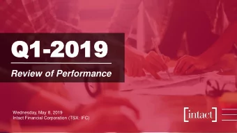 Q1  Q1-2019  2019  Review of Performance  Wednesday, May 8, 2019  Intact Financial Corporation