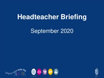 Headteacher Briefing  September 2020  Agenda    Ofsted update    Recovery planning