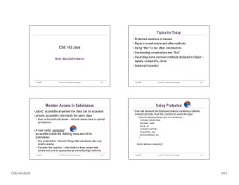 CSE 143 Java  Using this to run other constructors  Overloading, constructors and