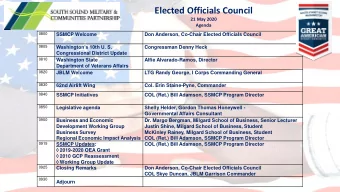 Elected Officials Council  21 May 2020  Agenda  0800  SSMCP Welcome  Don Anderson, Co-Chair Elected