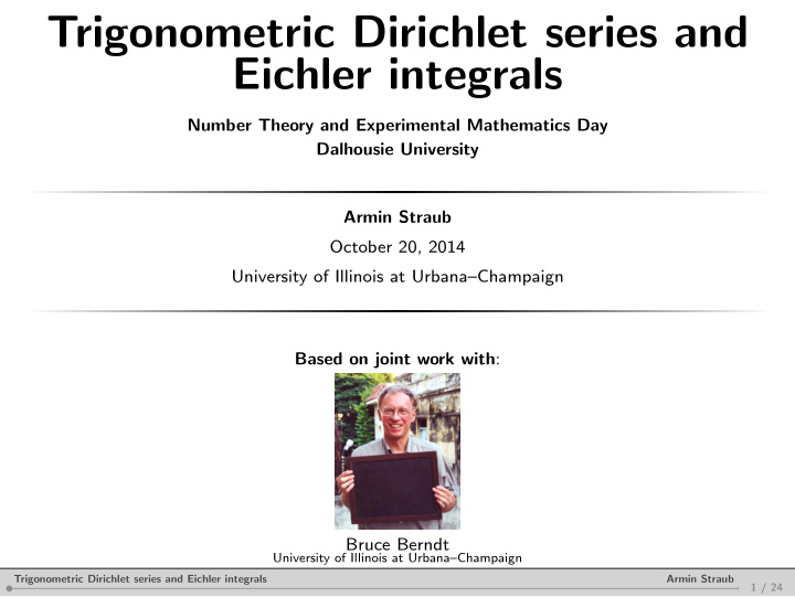 trigonometric dirichlet series and eichler integrals