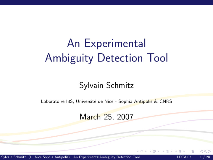 an experimental ambiguity detection tool