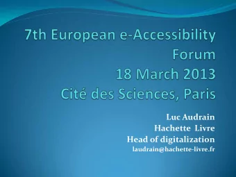 Hachette  Livre  Head of digitalization laudrain@hachette-livre.fr  Publishers activity  For