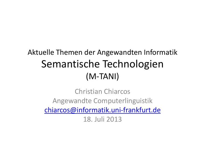 semantische technologien