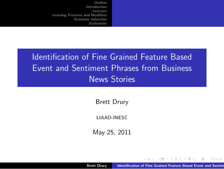 identification of fine grained feature based event and