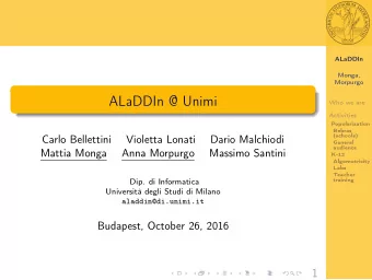 ALaDDIn @ Unimi  Who we are  Activities  Popularization  Bebras  (schools)  Carlo Bellettini