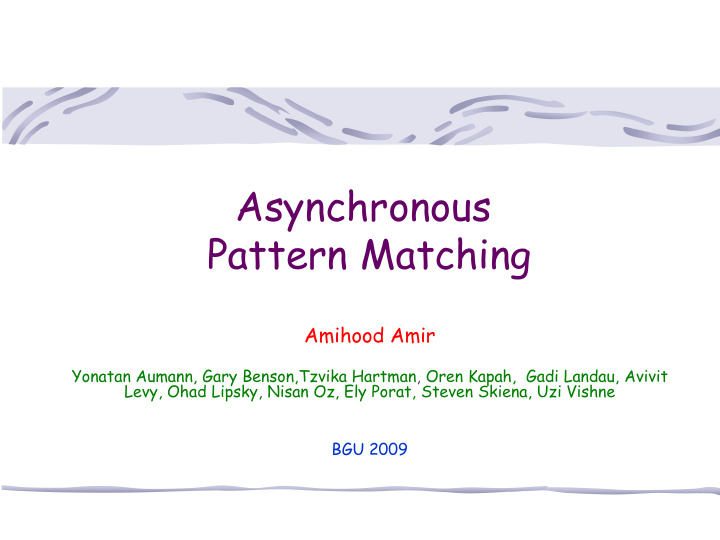 asynchronous pattern matching