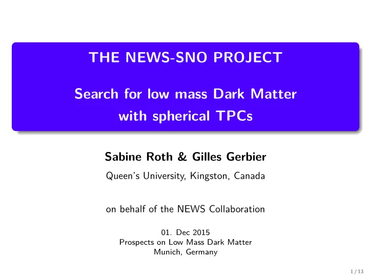 the news sno project search for low mass dark matter with