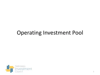 Operating Investment Pool  1  Monthly Net Cash Flows  2  Operating Investment Pool Balance  3