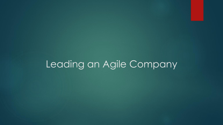 leading an agile company developing a strategy and vision