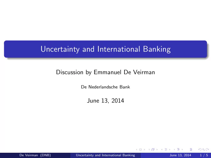 uncertainty and international banking