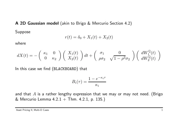 a 2d gaussian model akin to brigo mercurio section 4 2