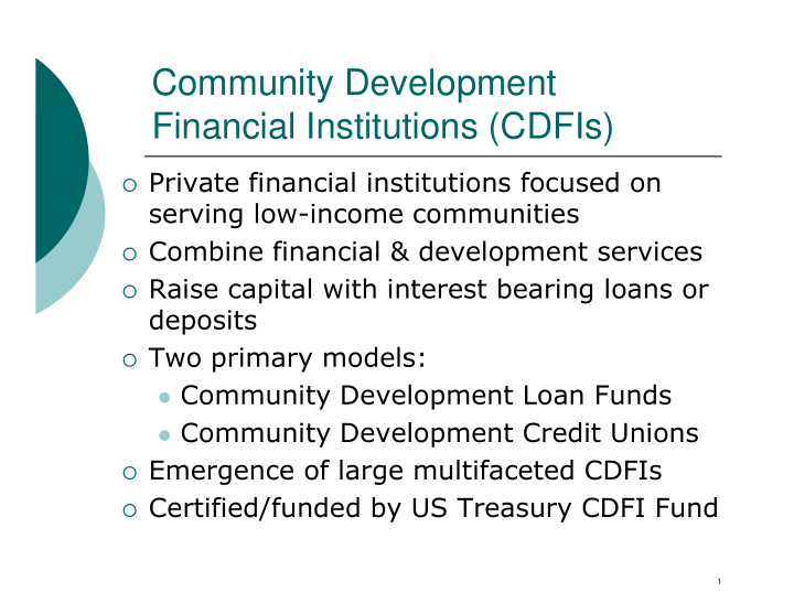 community development financial institutions cdfis