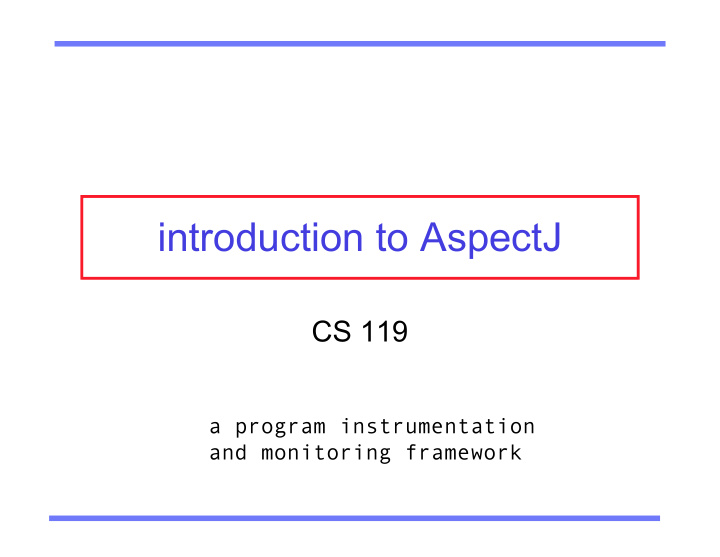 introduction to aspectj