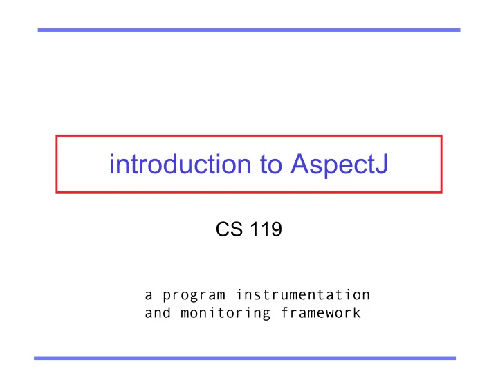 introduction to aspectj