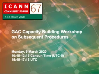 Agenda  1.  Welcome, Introductions and Overview on Subsequent Procedures  Discussion (5 mins)  2.