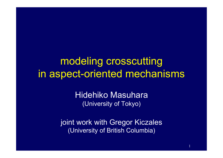 modeling crosscutting in aspect oriented mechanisms