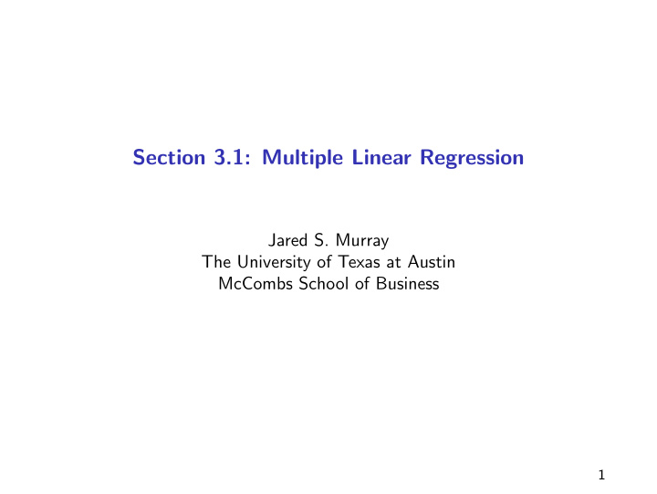 section 3 1 multiple linear regression