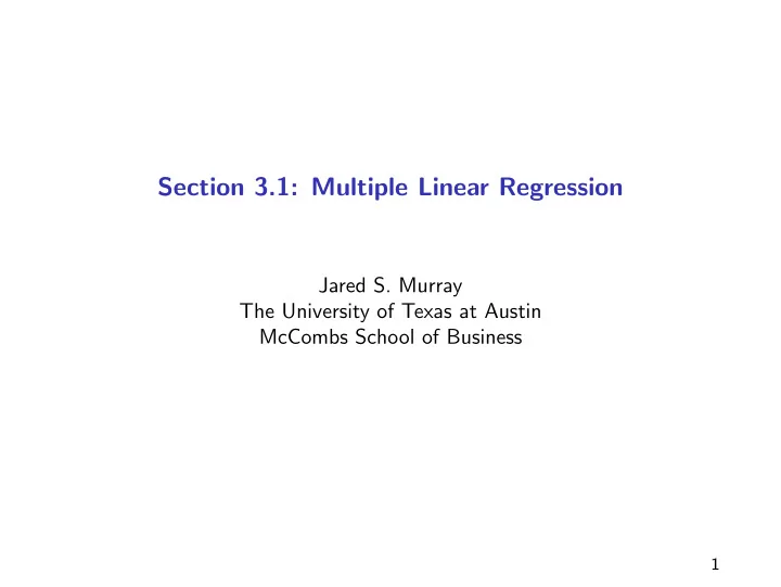 section 3 1 multiple linear regression