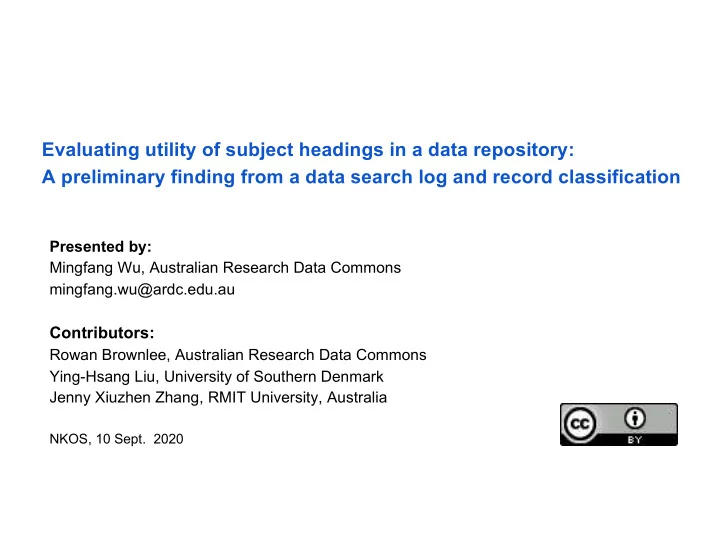 evaluating utility of subject headings in a data
